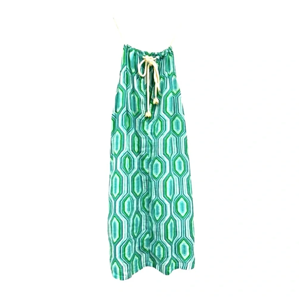 SIGRID OLSEN Halter Dress Coverup Linen Blend Cute Shell Ties Pockets Small - Picture 2 of 8